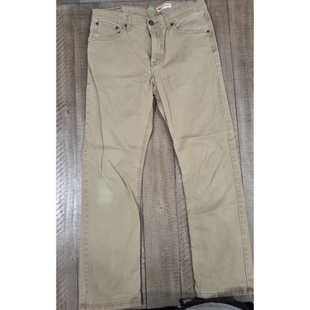 Mens Wrangler Slim Straight Khaki Light Beige Wash Pants 32 x 28